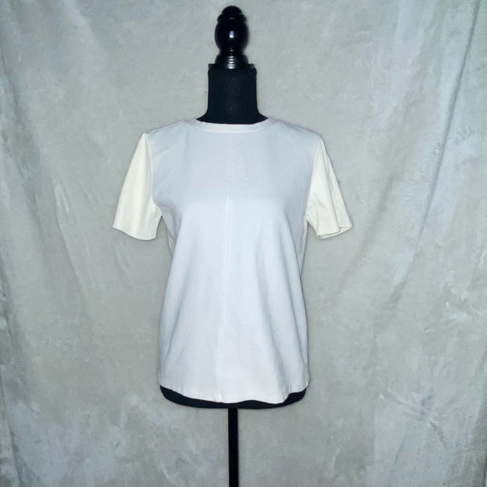 Ann Taylor LOFT Leather Sleeve Top S